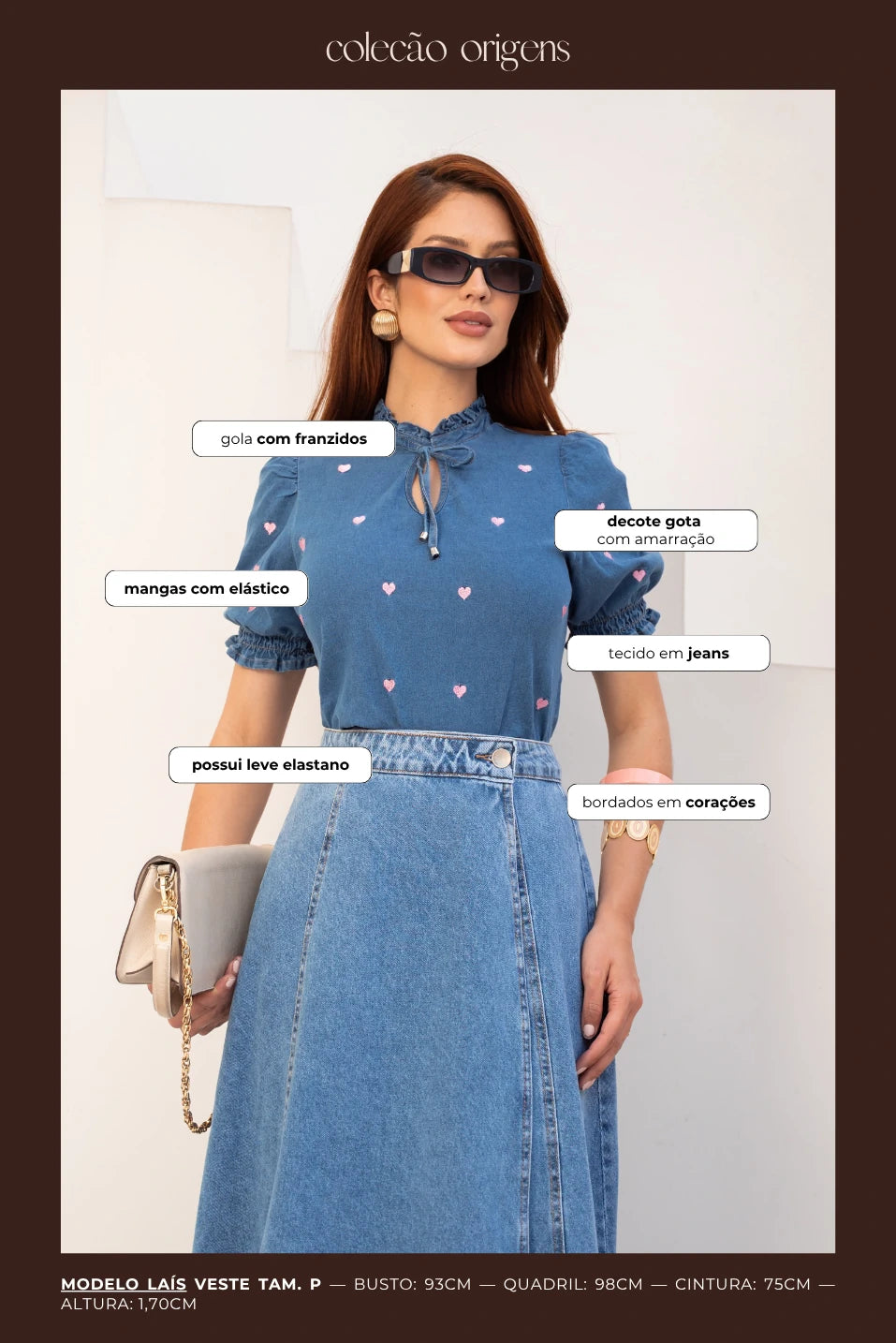 Blusa Jeans Coração