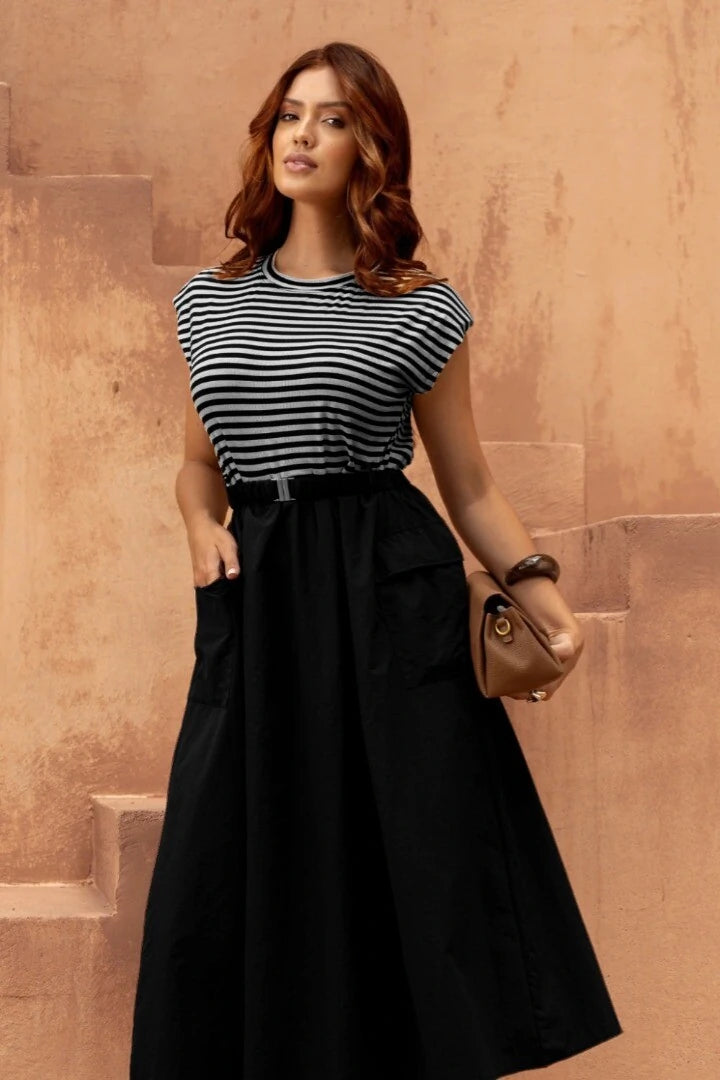 Vestido Listrado Marina