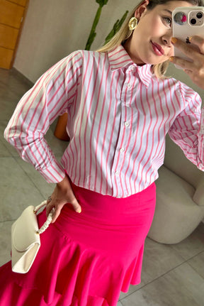 Camisa Listrada Celeste