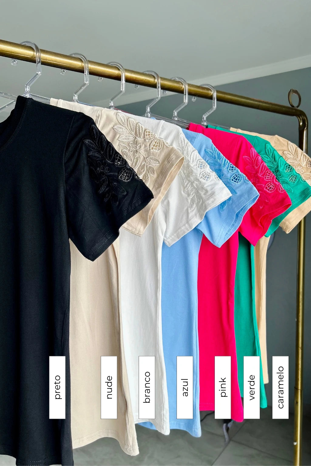 T-shirt Manga Bordada