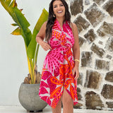 Conjunto Saída Eliora curta - Flora laranja