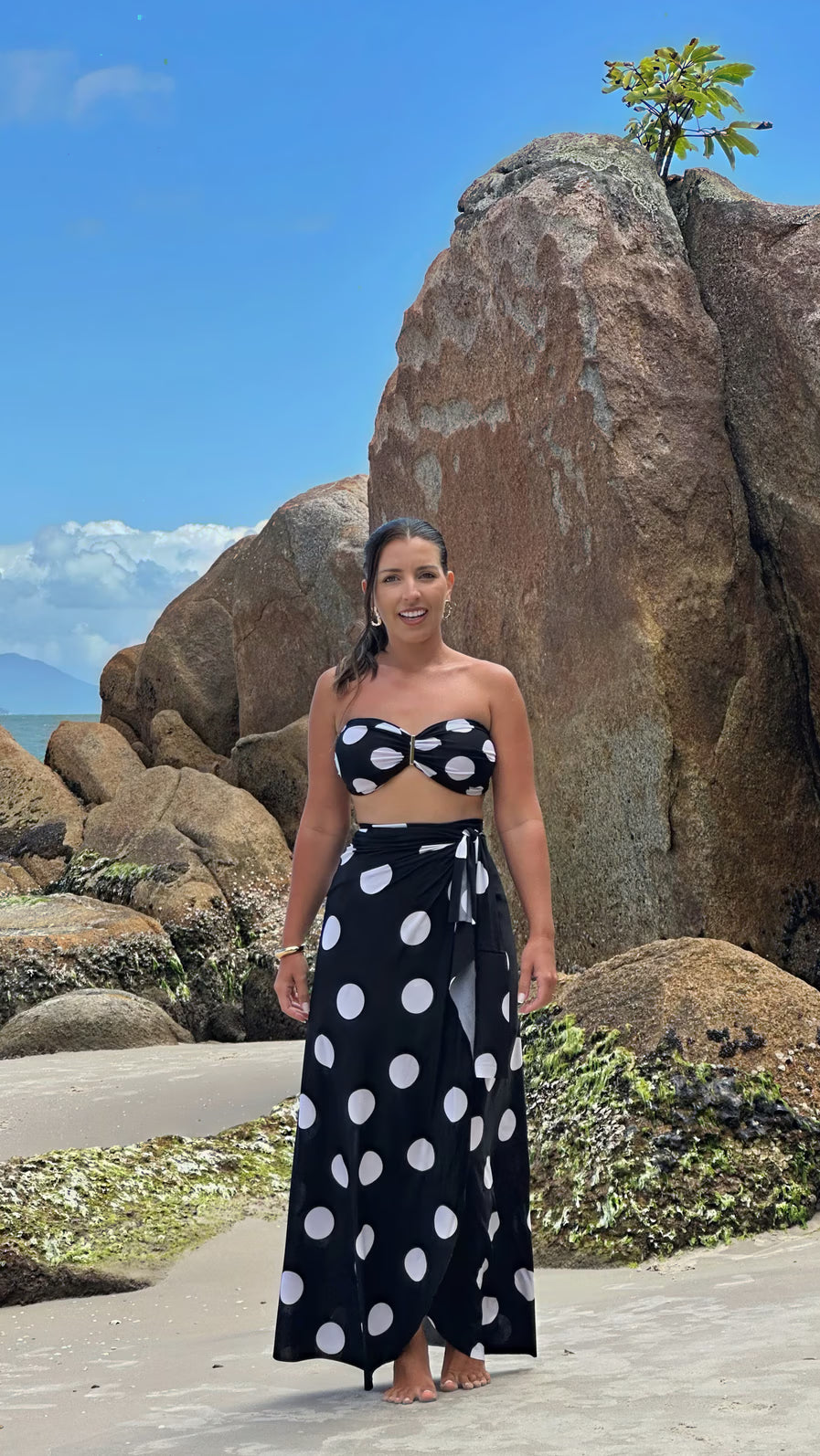 Conjunto Saída Eliora longa - Poá P&B