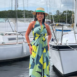 Conjunto Saída Eliora longa tropicália verde