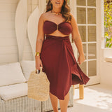 Conjunto saída Eliora curta & top - bordô